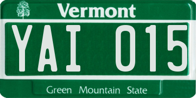 VT license plate YAI015