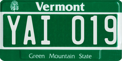VT license plate YAI019