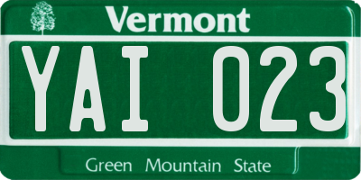 VT license plate YAI023