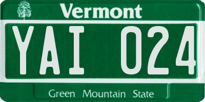 VT license plate YAI024