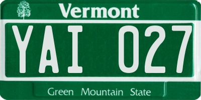 VT license plate YAI027