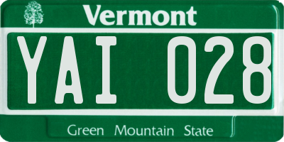 VT license plate YAI028