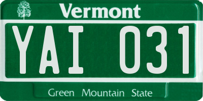 VT license plate YAI031
