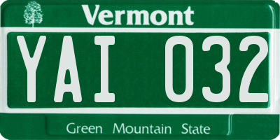 VT license plate YAI032