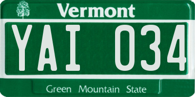 VT license plate YAI034