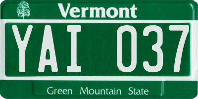 VT license plate YAI037