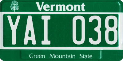 VT license plate YAI038