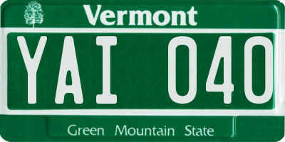 VT license plate YAI040