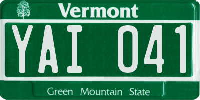 VT license plate YAI041