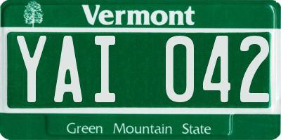 VT license plate YAI042