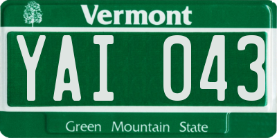 VT license plate YAI043