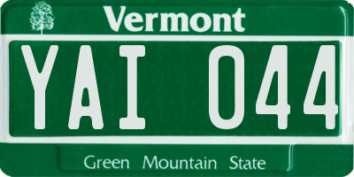 VT license plate YAI044