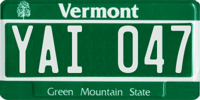 VT license plate YAI047