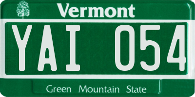 VT license plate YAI054