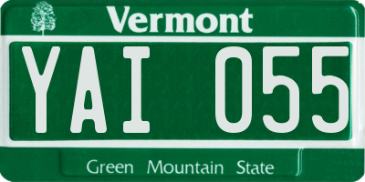 VT license plate YAI055