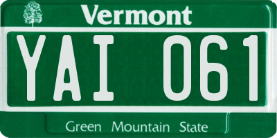 VT license plate YAI061