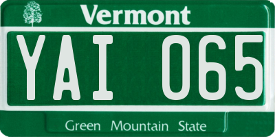 VT license plate YAI065