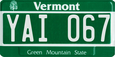 VT license plate YAI067