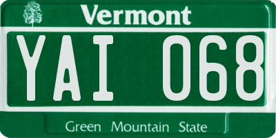 VT license plate YAI068