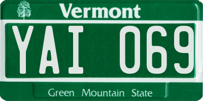 VT license plate YAI069