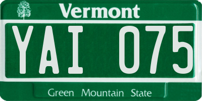 VT license plate YAI075