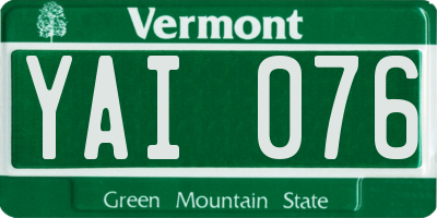 VT license plate YAI076