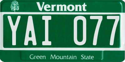 VT license plate YAI077
