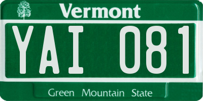 VT license plate YAI081
