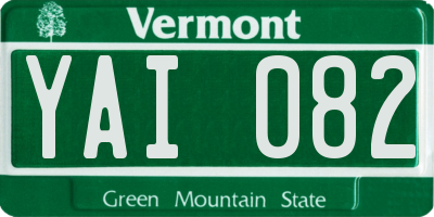 VT license plate YAI082