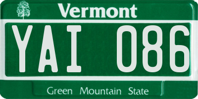 VT license plate YAI086