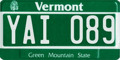 VT license plate YAI089