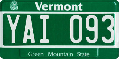 VT license plate YAI093