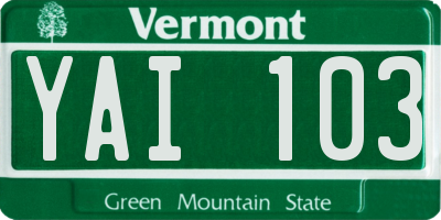 VT license plate YAI103