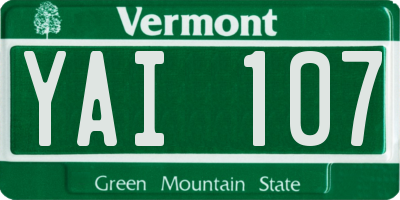 VT license plate YAI107