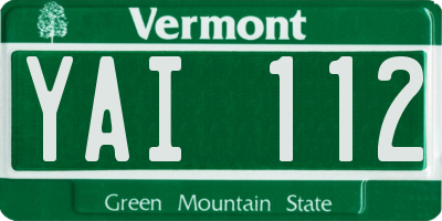 VT license plate YAI112