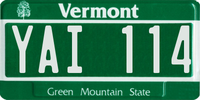 VT license plate YAI114