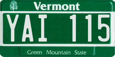 VT license plate YAI115