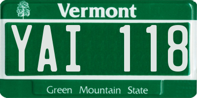 VT license plate YAI118