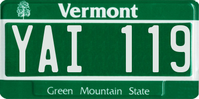 VT license plate YAI119