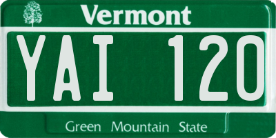 VT license plate YAI120