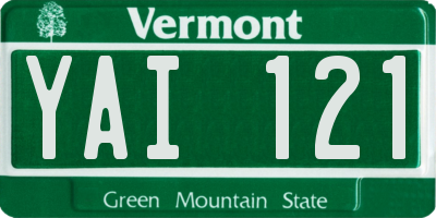 VT license plate YAI121