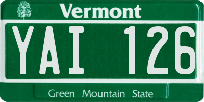 VT license plate YAI126