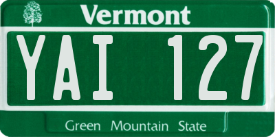 VT license plate YAI127