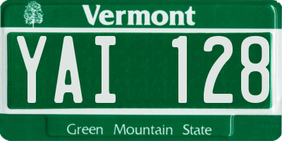 VT license plate YAI128