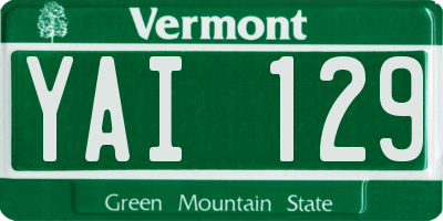 VT license plate YAI129