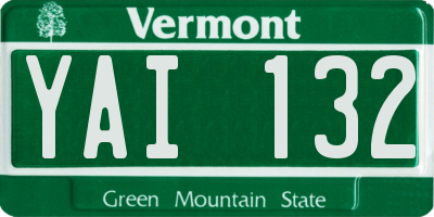 VT license plate YAI132