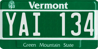 VT license plate YAI134