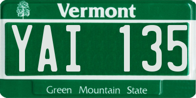 VT license plate YAI135