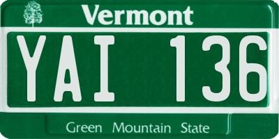 VT license plate YAI136