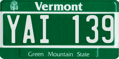VT license plate YAI139